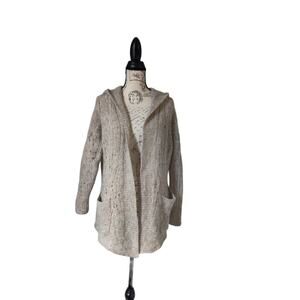Free People Open Front Hooded Sweater Cardigan Alpaca Blend Sz S Neutral Color
